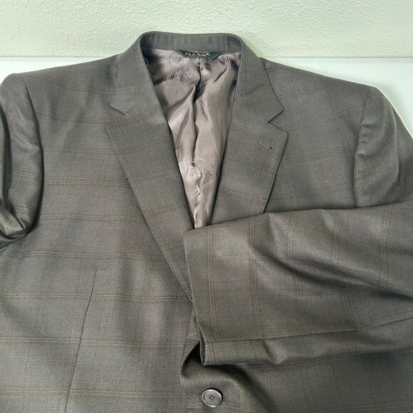 JoS A Bank Blazer Sport Coat Gordon Mens 44 Reg Brown Plaid Silk Wool Two Button - Picture 13 of 15